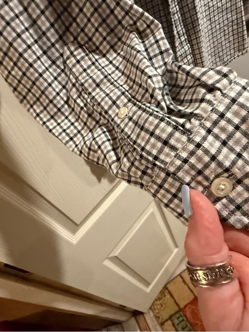 Izod dark green , cream  Plaid Casual Shirt